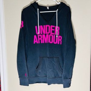 Under Armor Large Pullover V-Neck Hoodie w/ Front Pocket Breast Cancer Edition
